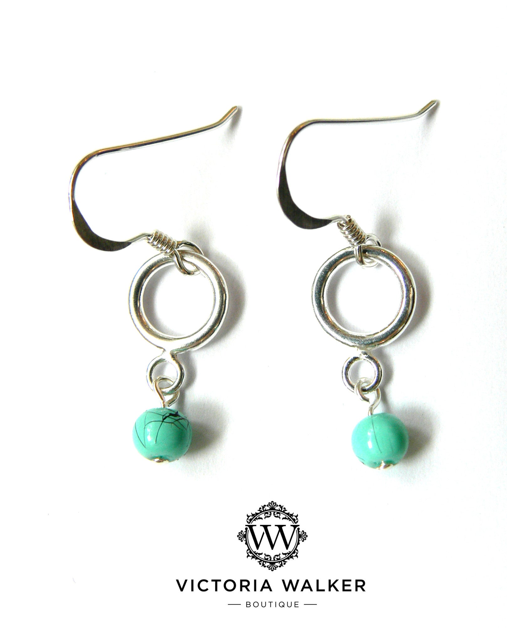 Turquoise silver loop earrings